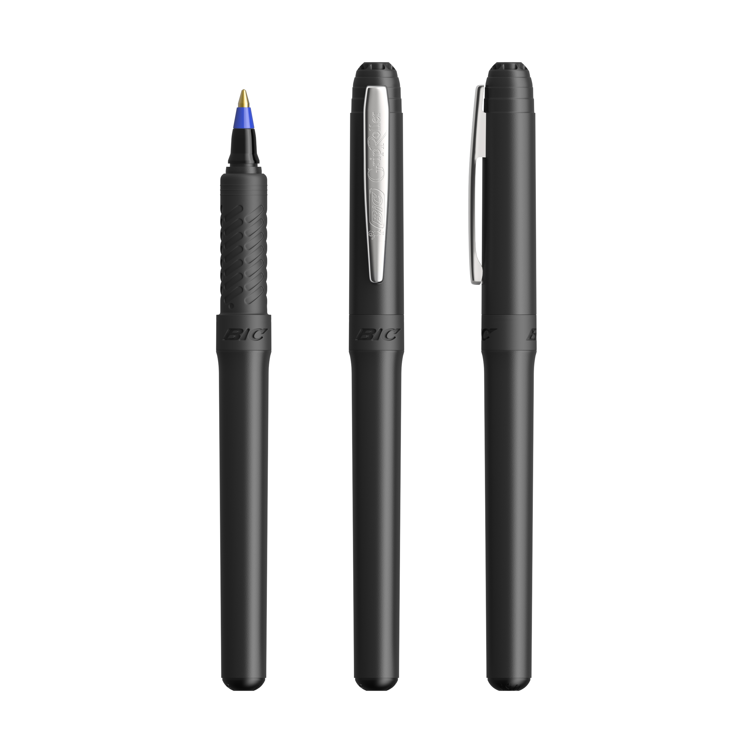 Roller publicitaire BIC® Grip Roller Bleu - Chrome - encre noire